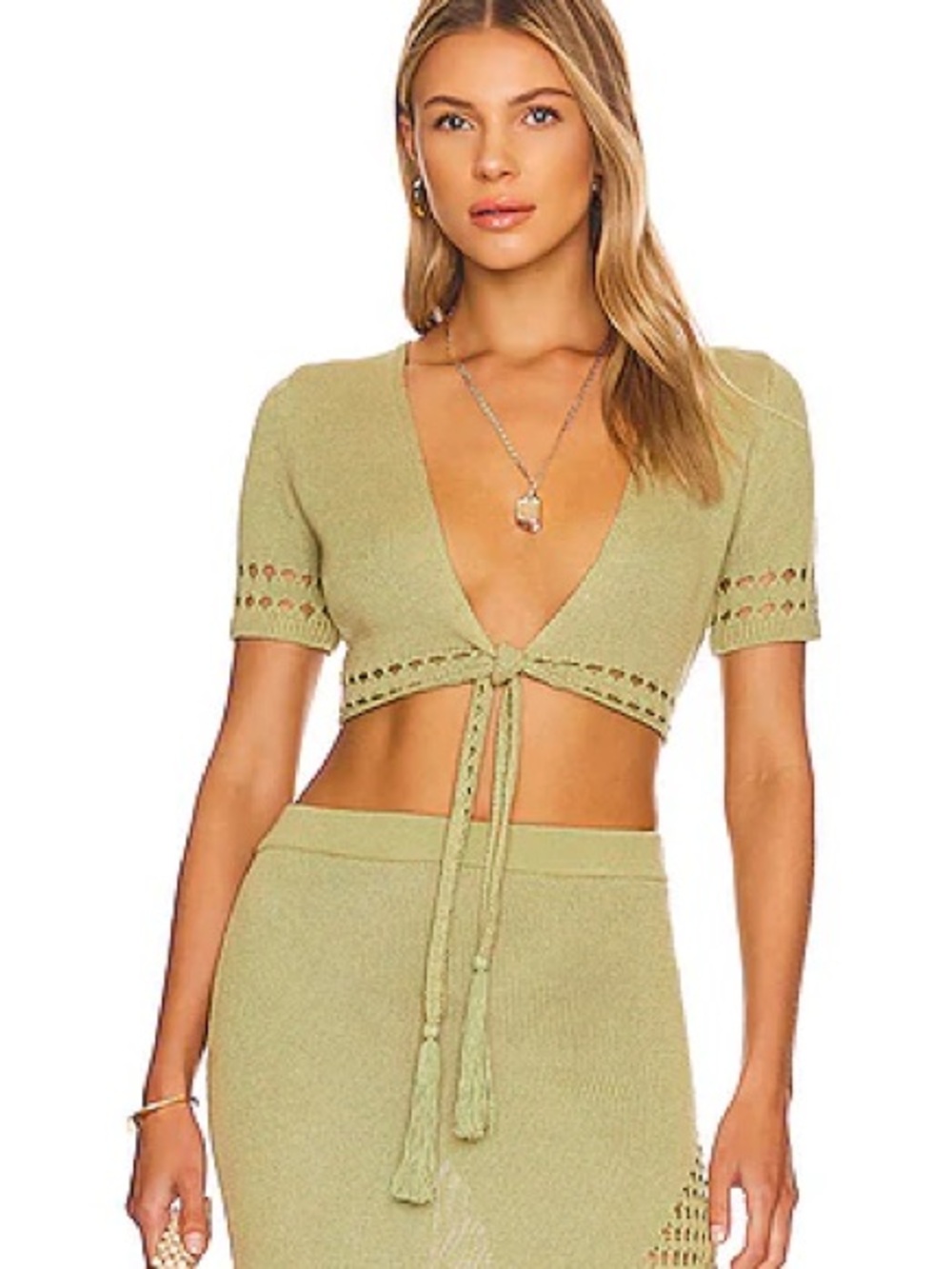 Devon Windsor Nirvana Top & Nikki Skirt Set in Sage | Top Size L | Skirt Size XL